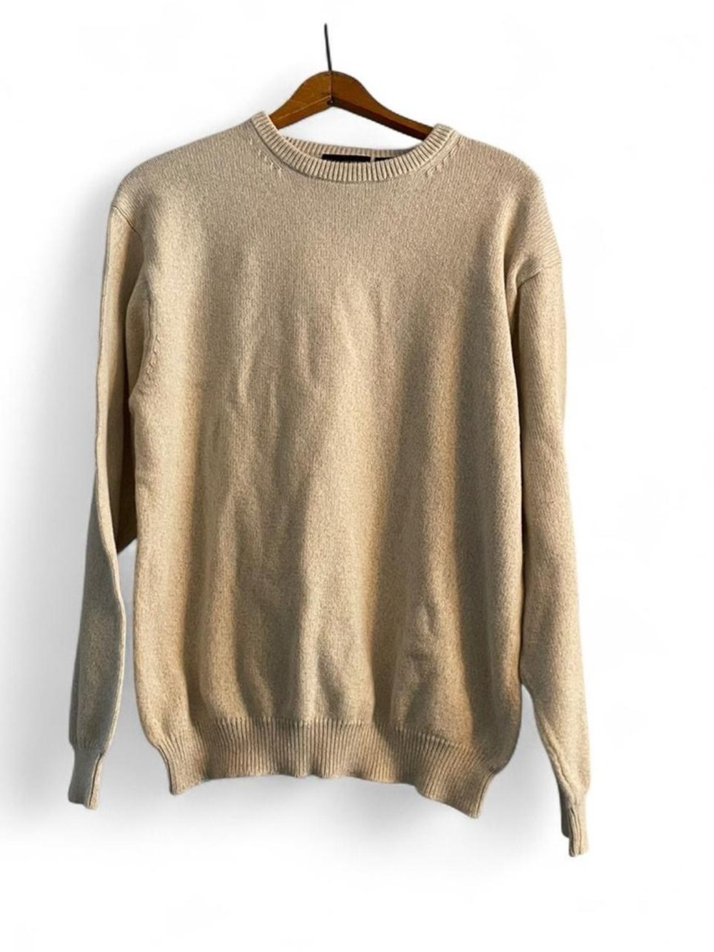 Statements Men's M Vintage y2k 100% Cotton Knit Cream Fisherman Sweater Pullover